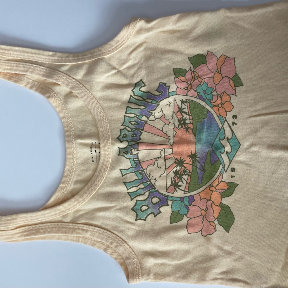 Billabong Cream Tank Top with Floral Graphic